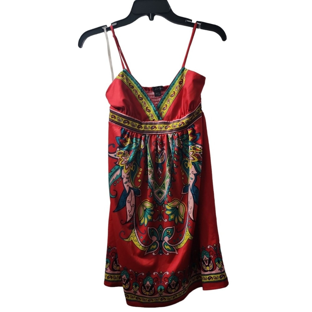 Twenty‎ One Dress Red Paisley Print Sleeveless Mini Smocked Casual S